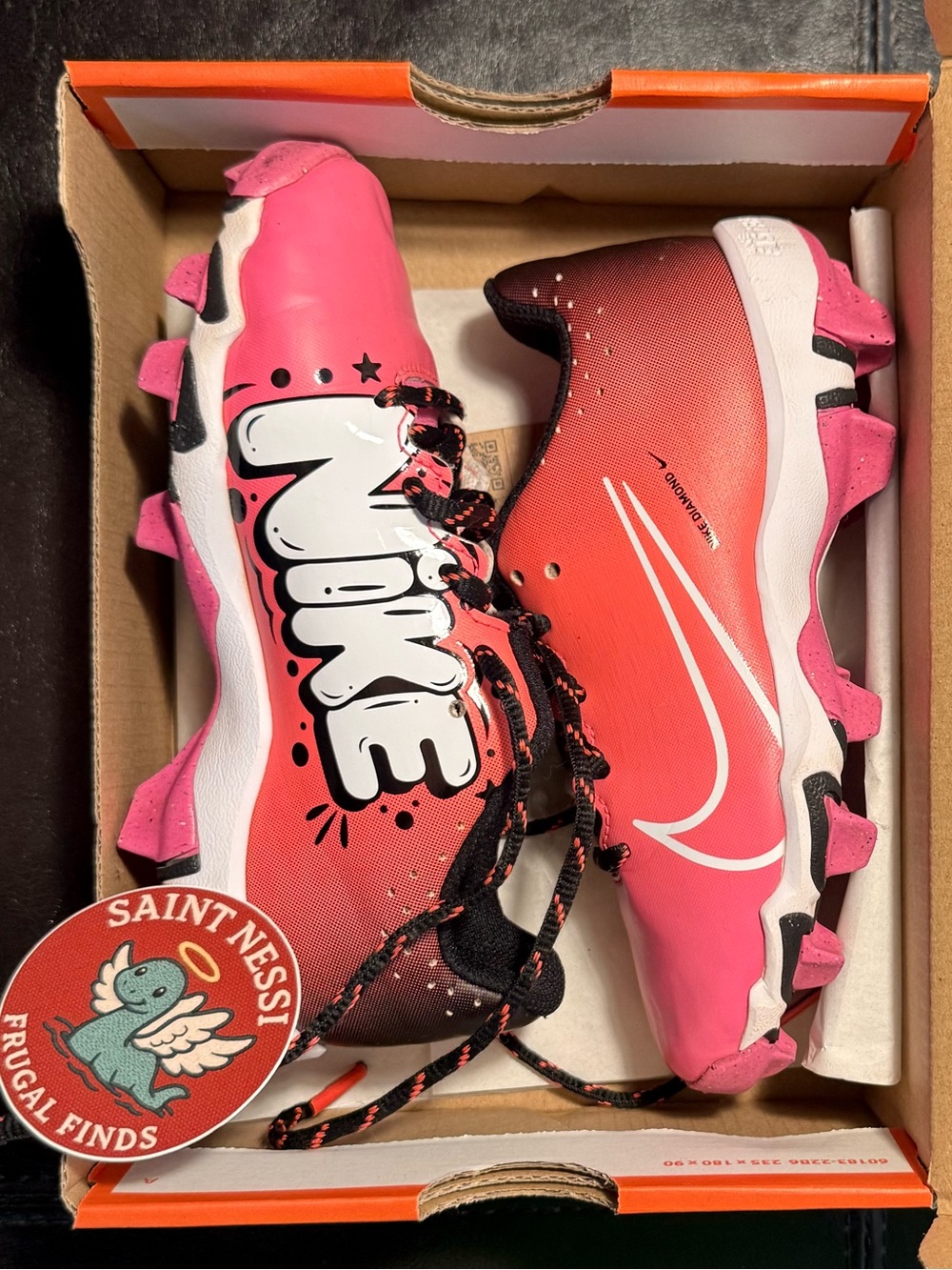 NIKE Fastflex Diamond Hot Pink Lace Up Cleats Girls Sz 13C Softball